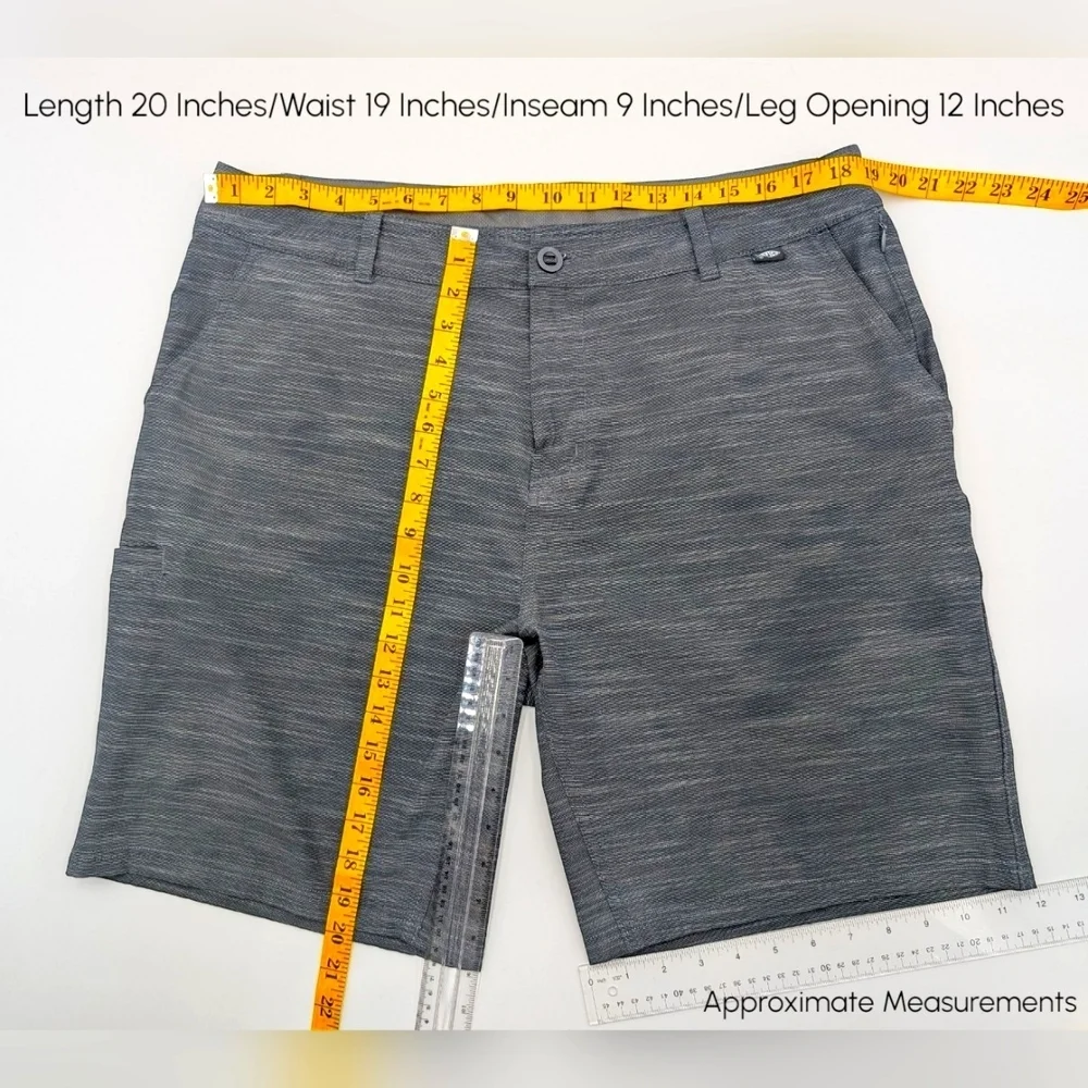 AFICO 365 Hybrid Chino Fishing Shorts Carcoal 9 Inch Inseam Men Size 36
